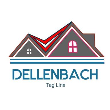 Logo de Dellenbach avec deux maisons stylisées et une ligne de slogan en dessous.