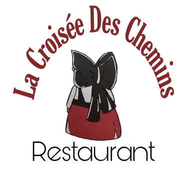 Logo du restaurant "La Croisée Des Chemins" avec un graphisme de nœud papillon.