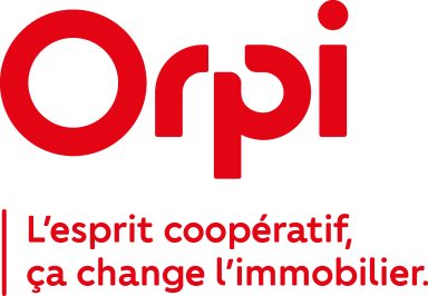 Logo d'Orpi avec le slogan « L'esprit coopératif, ça change l'immobilier. »